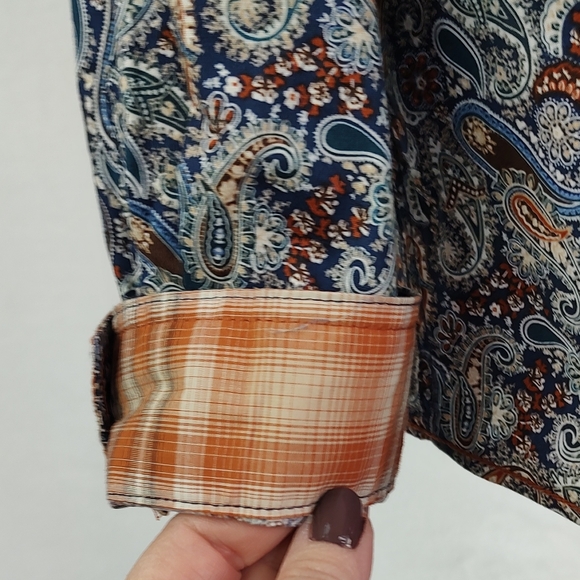 Panhandle Women's Rough Stock By Paisley Blue Long Sleeve Snap Western Shirt - Picture 6 of 8